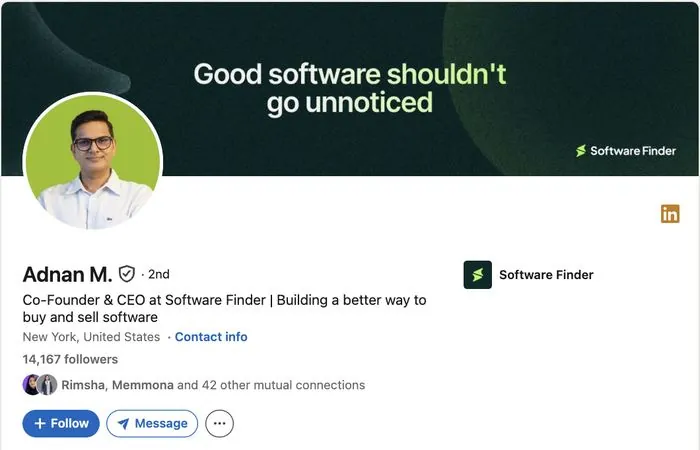 Adnan M, CEO of Software Finder, LinkedIn